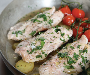 Red snapper with baby white potatoes