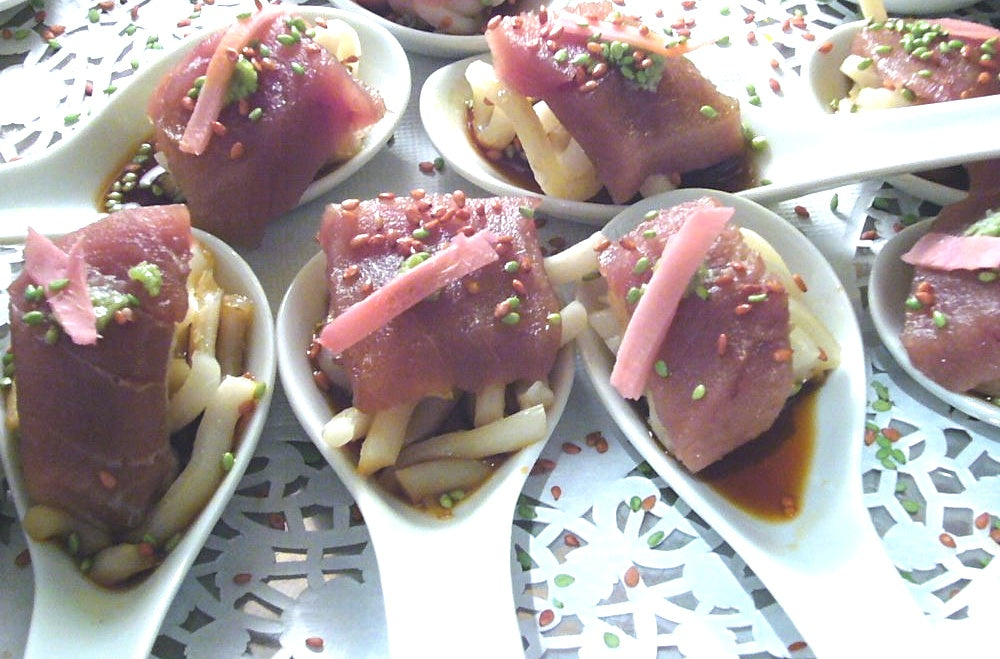 Ahi Tuna Sashimi on Seared Udon Noodles Gimli Fish Market