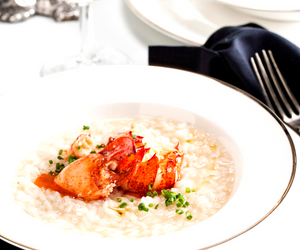 Truffle risotto with steamed lobster