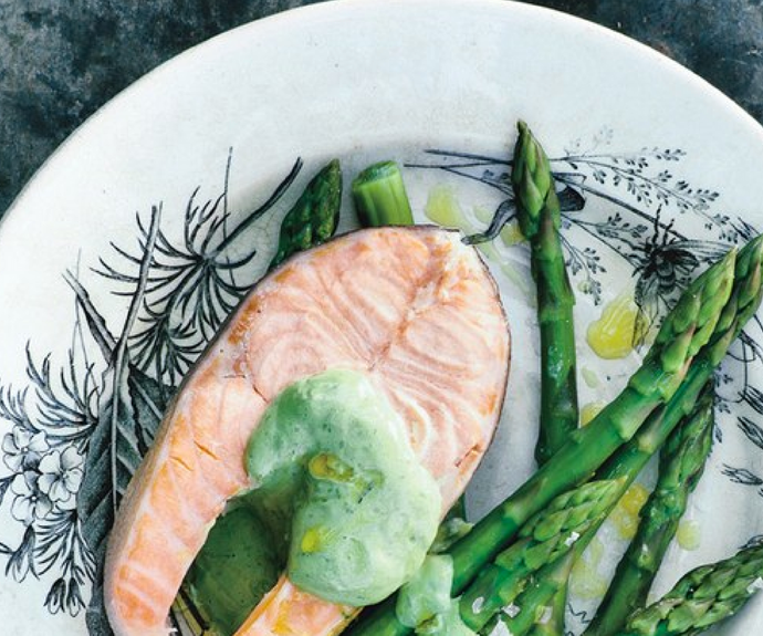 Poached artic char with basil tarragon dressing