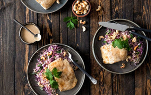 Miso Sesame Halibut with Creamy Slaw