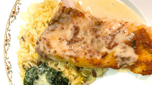 Rose Harissa Baked Halibut with Beurre Blanc