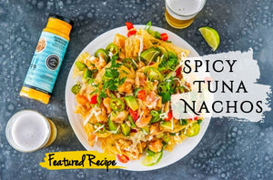 spicy tuna nachos with humble and frank hurricaine sriracha sauce and marinade