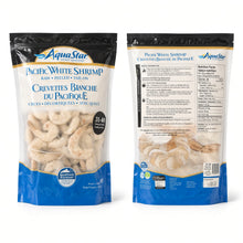 pacific white shrimp 31 to 40 size count per pound 75 pieces in 908 gram bag frozen by Aquastar