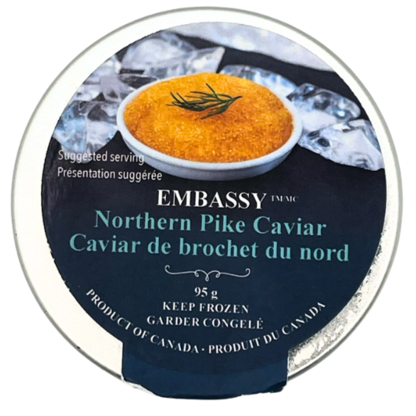 Northern pike caviar jack fish roe 95 grams frozen product of canada