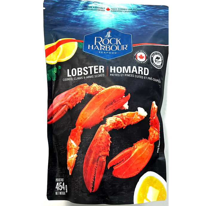 rock harbour seafood 454 grams canadian lobster claws arms frozen scored cooked