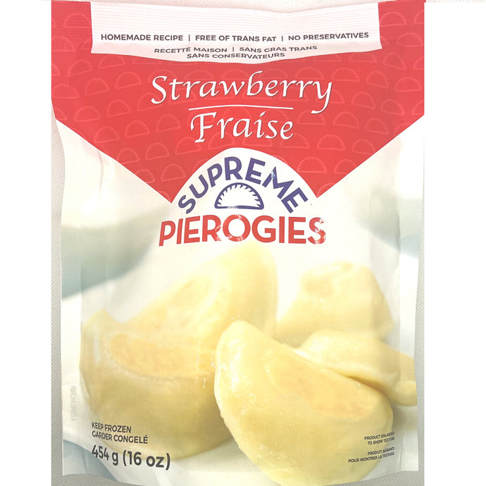 strawberry perogies by supreme frozen 454 grams