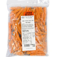 sweet potato fries 454 grams frozen with cooking instructions and ingredients tag