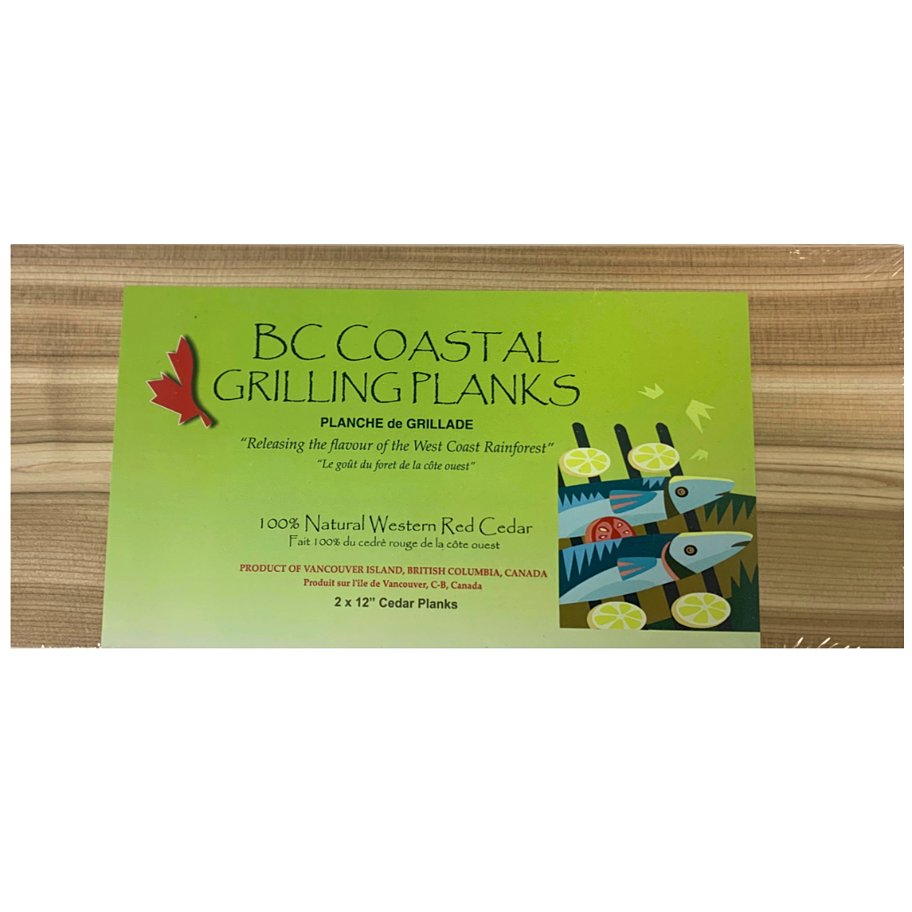 bc coastal grilling planks 2 pack 12 inches each 100 percent natural western red cedar product of Vancouver, Canada