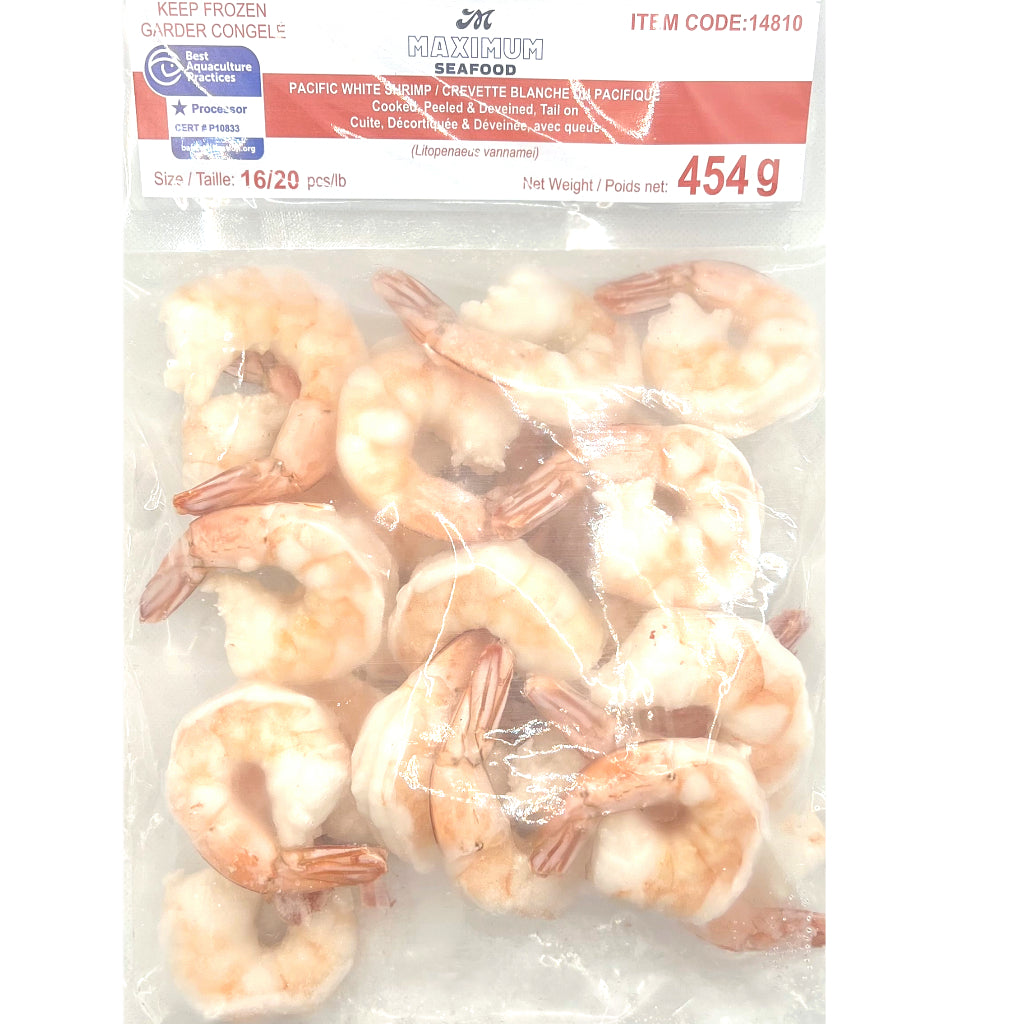 extra large cooked shrimp 16 to 20 per pound 454 grams  frozen