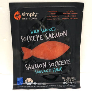 simply west coast wild cold smoked sockeye salmon lox 85 grams sustainably caught