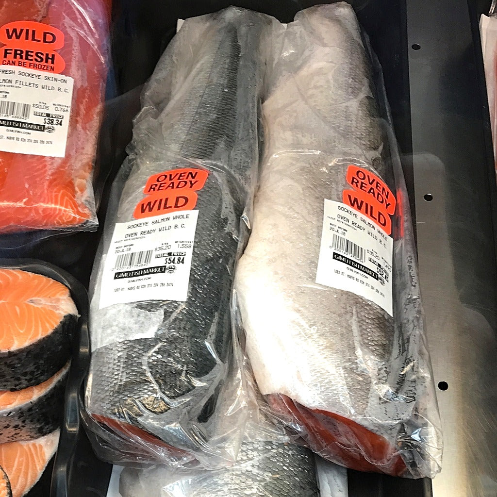 whole sockeye salmon fresh $35.20 per kg head off